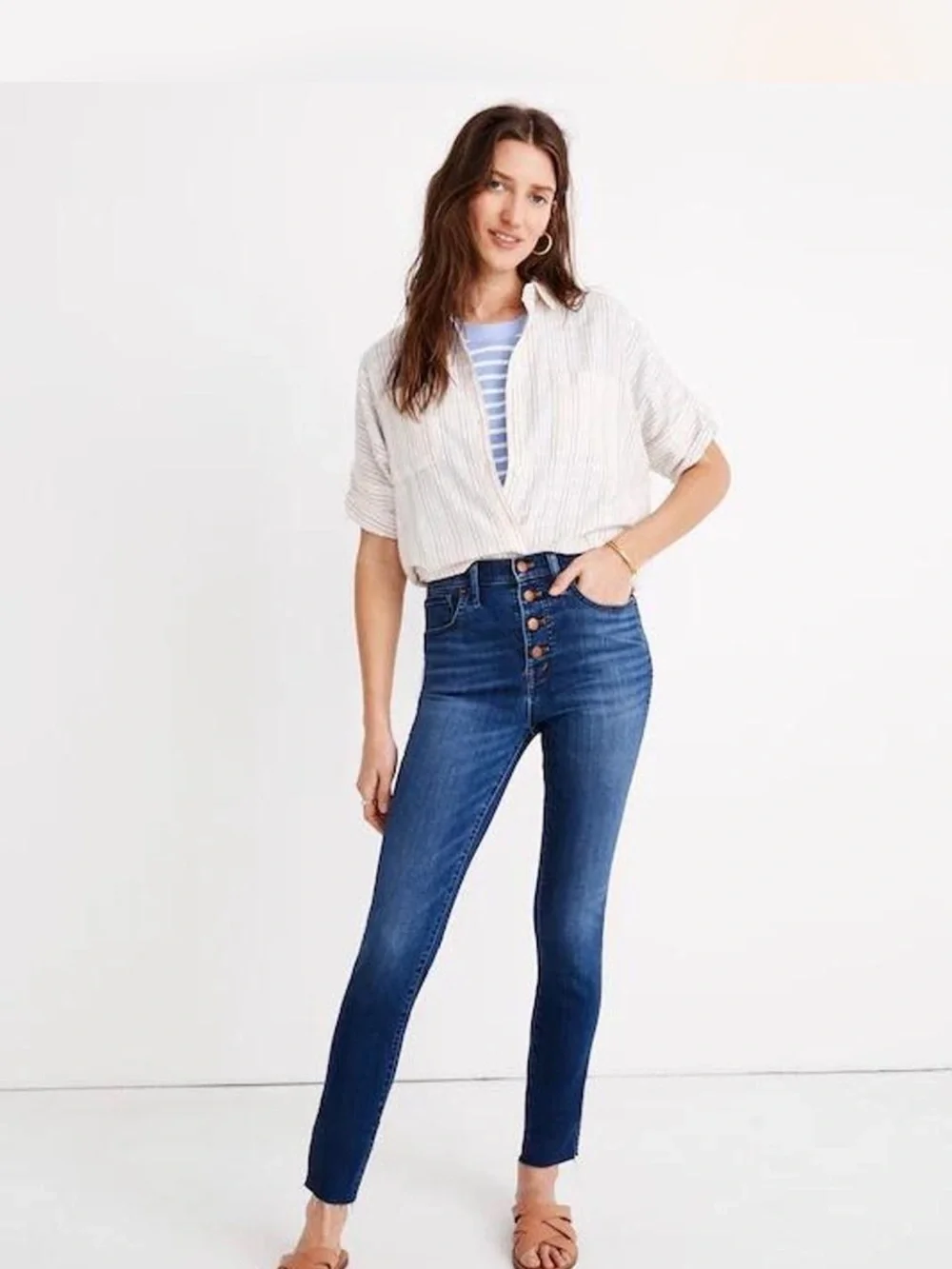 Madewell High-Rise Button-Fly Dark Blue Jeans